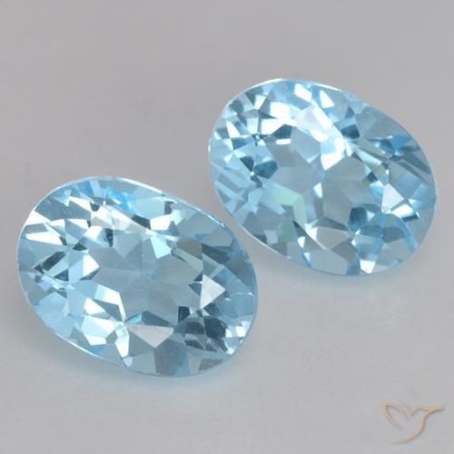 Gemme di Topazio Celeste naturale da 2.47 ct, Ovale, VVS-VS