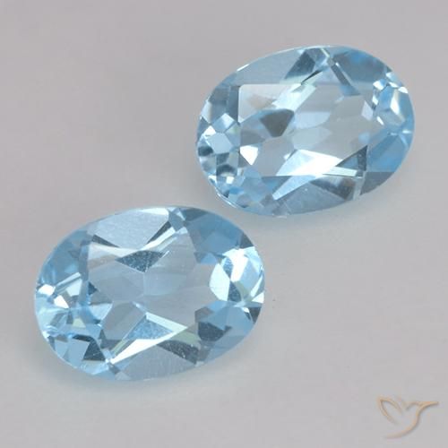 Gemme di Topazio Celeste naturale da 1.79 ct, Ovale, VVS-VS