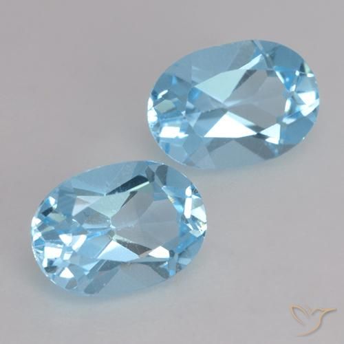 Gemme di Topazio Celeste naturale da 1.90 ct, Ovale, VVS-VS
