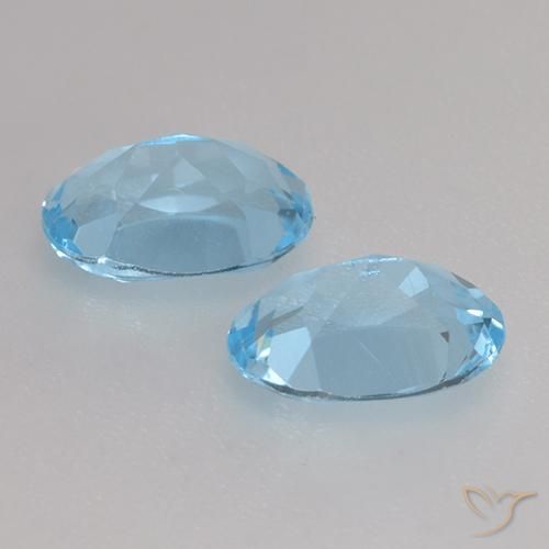 Gemme di Topazio Celeste naturale da 1.90 ct, Ovale, VVS-VS