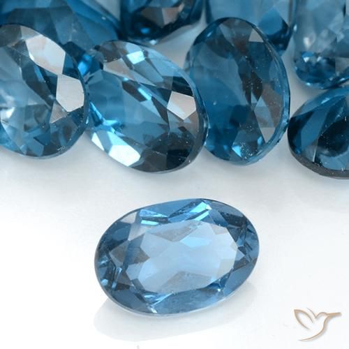 Topazio Blu London naturale da 0.91 ct, Ovale, VVS-VS