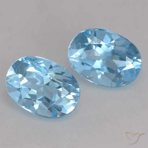 Gemme di Topazio Blu svizzero naturale da 2.30 ct, Ovale, VVS-VS
