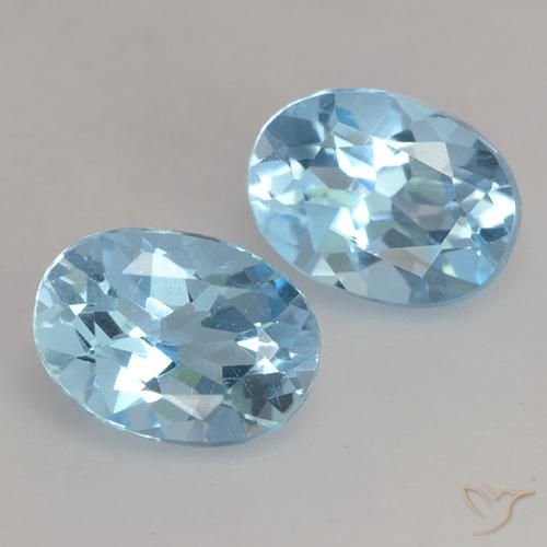 Gemme di Topazio Celeste naturale da 2.30 ct, Ovale, VVS-VS