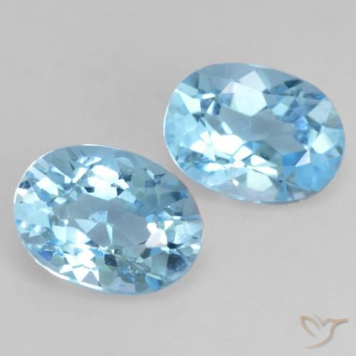 Gemme di Topazio Celeste naturale da 2.13 ct, Ovale, VVS-VS