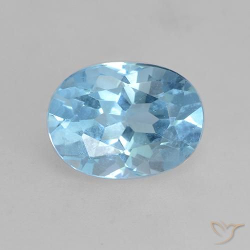 Topazio Blu svizzero naturale da 1.24 ct, Ovale, VVS-VS