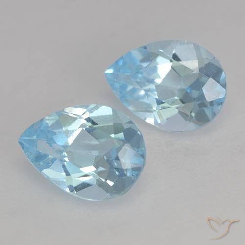 Gemme di Topazio Celeste naturale da 1.74 ct, Forma a pera, VVS-VS