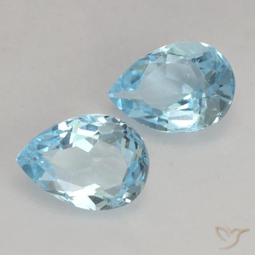 Gemme di Topazio Celeste naturale da 1.74 ct, Forma a pera, VVS-VS