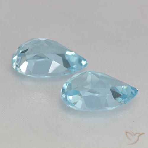 Gemme di Topazio Celeste naturale da 1.74 ct, Forma a pera, VVS-VS