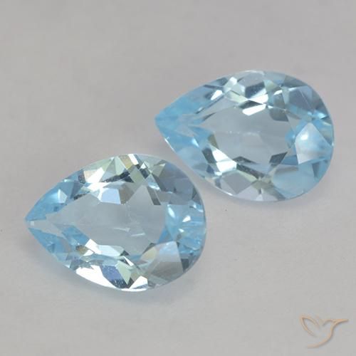 Gemme di Topazio Celeste naturale da 1.63 ct, Forma a pera, VS