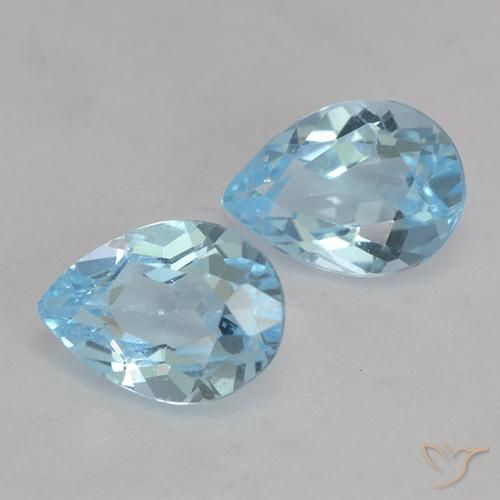 Gemme di Topazio Celeste naturale da 1.65 ct, Forma a pera, VVS-VS
