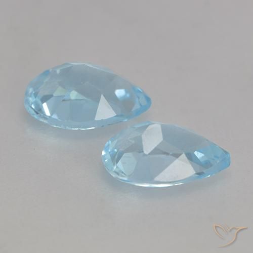 Gemme di Topazio Celeste naturale da 1.65 ct, Forma a pera, VVS-VS