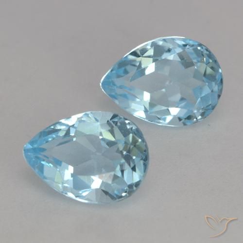 Gemme di Topazio Celeste naturale da 1.87 ct, Forma a pera, VVS-VS