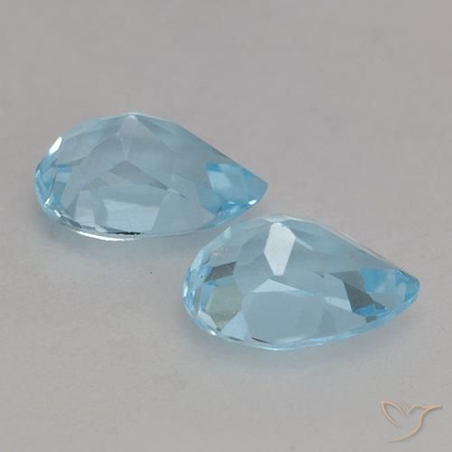 Gemme di Topazio Celeste naturale da 1.87 ct, Forma a pera, VVS-VS