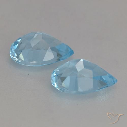 Gemme di Topazio Blu svizzero naturale da 1.73 ct, Forma a pera, VVS-VS