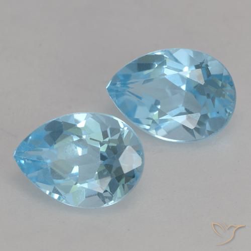 Gemme di Topazio Celeste naturale da 1.93 ct, Forma a pera, VS