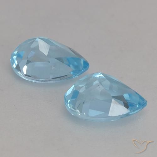 Gemme di Topazio Celeste naturale da 1.93 ct, Forma a pera, VS