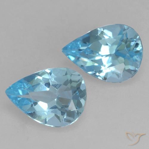Gemme di Topazio Blu svizzero naturale da 1.53 ct, Forma a pera, VVS-VS