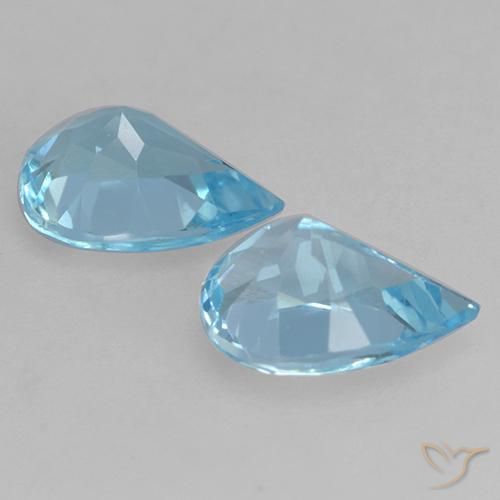 Gemme di Topazio Blu svizzero naturale da 1.53 ct, Forma a pera, VVS-VS