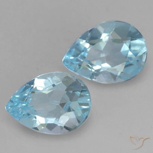 Gemme di Topazio Celeste naturale da 1.62 ct, Forma a pera, VVS-VS