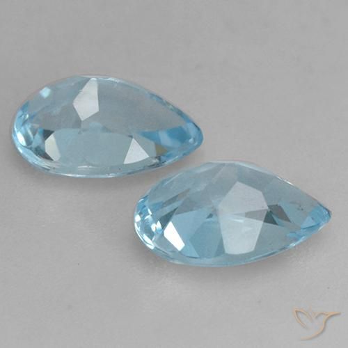Gemme di Topazio Celeste naturale da 1.62 ct, Forma a pera, VVS-VS