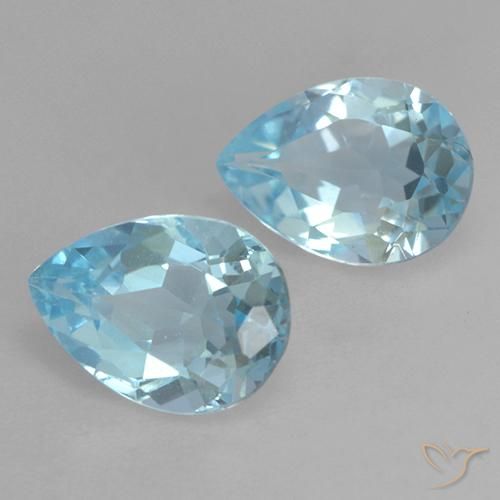 Gemme di Topazio Celeste naturale da 1.72 ct, Forma a pera, VVS-VS