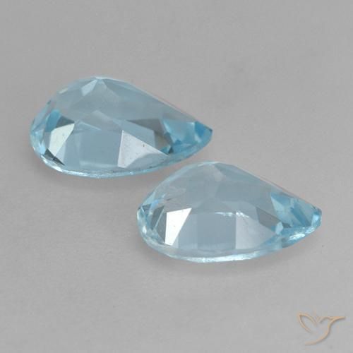 Gemme di Topazio Celeste naturale da 1.72 ct, Forma a pera, VVS-VS