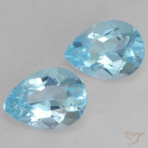 Gemme di Topazio Celeste naturale da 1.75 ct, Forma a pera, VS