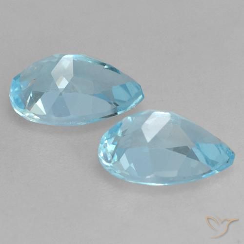 Gemme di Topazio Celeste naturale da 1.75 ct, Forma a pera, VS