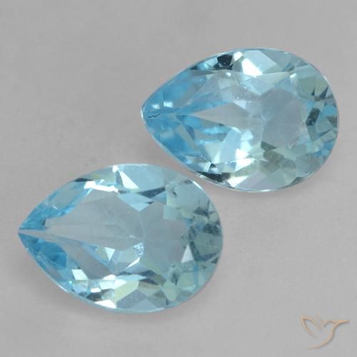 Gemme di Topazio Celeste naturale da 1.69 ct, Forma a pera, VVS-VS