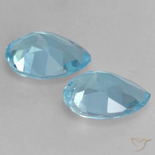 Gemme di Topazio Celeste naturale da 1.69 ct, Forma a pera, VVS-VS