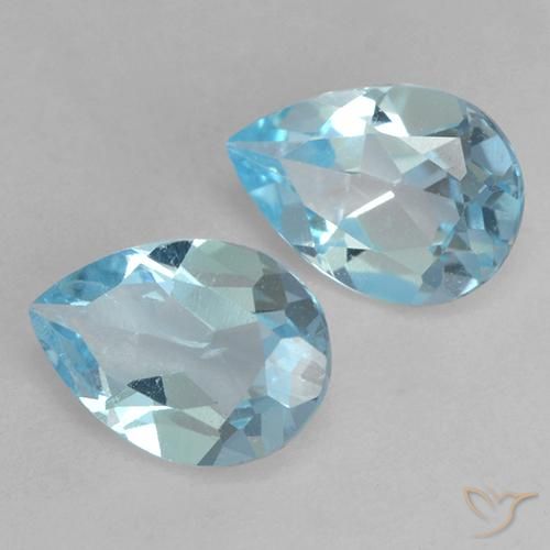Gemme di Topazio Celeste naturale da 1.48 ct, Forma a pera, VVS-VS
