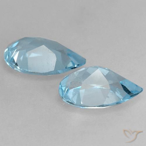 Gemme di Topazio Celeste naturale da 1.48 ct, Forma a pera, VVS-VS
