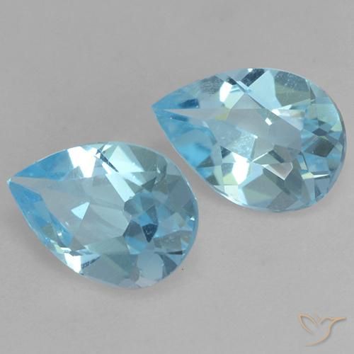 Gemme di Topazio Blu svizzero naturale da 1.53 ct, Forma a pera, VVS-VS