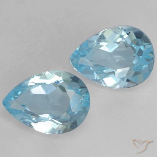 Gemme di Topazio Celeste naturale da 1.57 ct, Forma a pera, VVS-VS