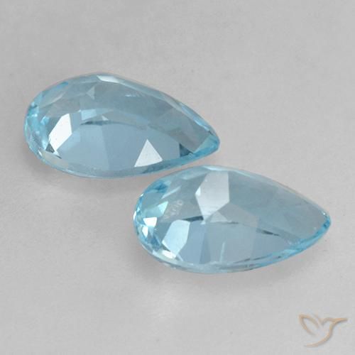Gemme di Topazio Celeste naturale da 1.57 ct, Forma a pera, VVS-VS