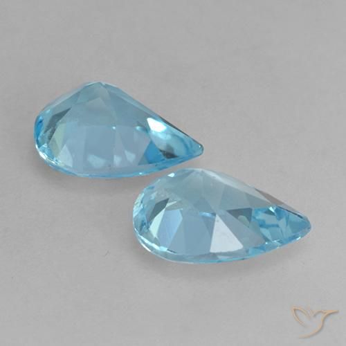 Gemme di Topazio Celeste naturale da 1.52 ct, Forma a pera, VVS-VS