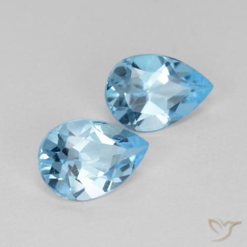 Gemme di Topazio Blu svizzero naturale da 1.56 ct, Forma a pera, VS