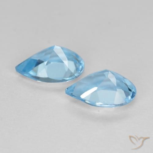 Gemme di Topazio Blu svizzero naturale da 1.56 ct, Forma a pera, VS