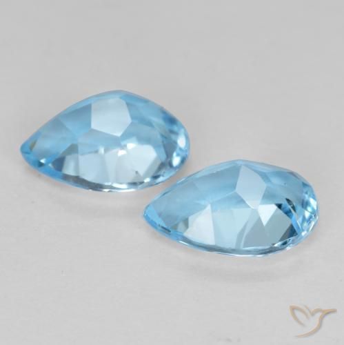 Gemme di Topazio Blu svizzero naturale da 1.73 ct, Forma a pera, VS