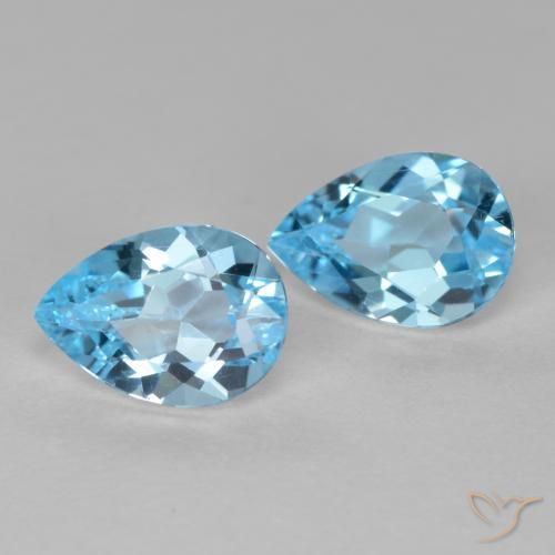 Gemme di Topazio Celeste naturale da 1.63 ct, Forma a pera, VS