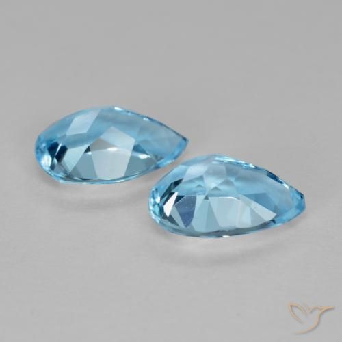Gemme di Topazio Celeste naturale da 1.63 ct, Forma a pera, VS