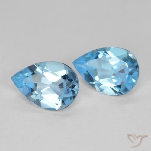 Gemme di Topazio Blu svizzero naturale da 1.57 ct, Forma a pera, VS