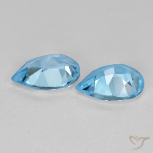 Gemme di Topazio Blu svizzero naturale da 1.57 ct, Forma a pera, VS