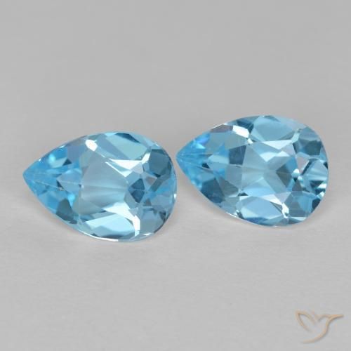 Gemme di Topazio Blu svizzero naturale da 1.65 ct, Forma a pera, VVS-VS