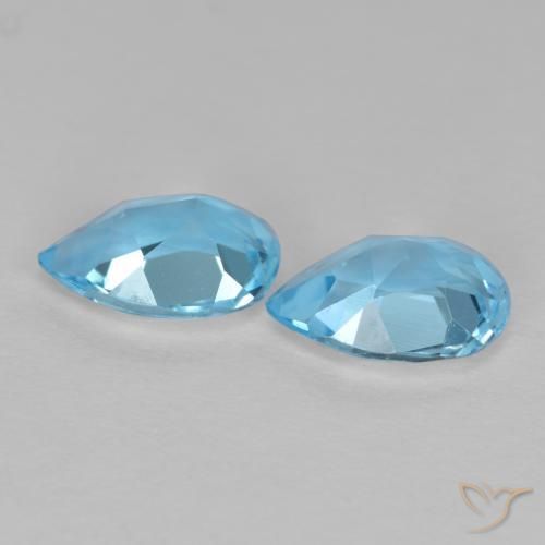 Gemme di Topazio Blu svizzero naturale da 1.65 ct, Forma a pera, VVS-VS