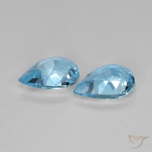 Gemme di Topazio Celeste naturale da 1.35 ct, Forma a pera, VVS-VS