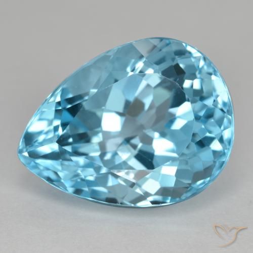 Topazio Blu svizzero naturale da 12.74 ct, Forma a pera, VVS