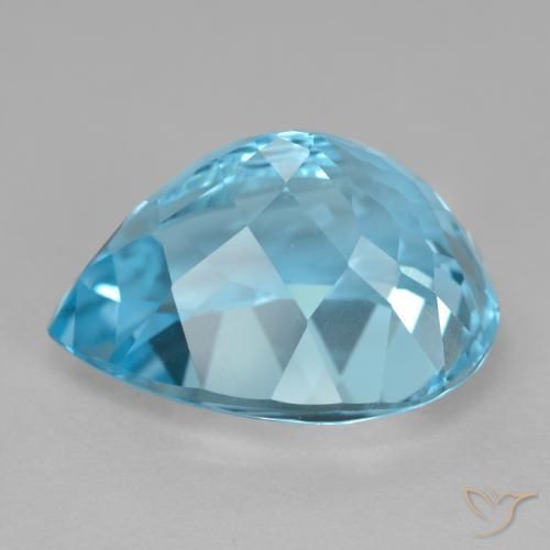 Topazio Blu svizzero naturale da 12.74 ct, Forma a pera, VVS