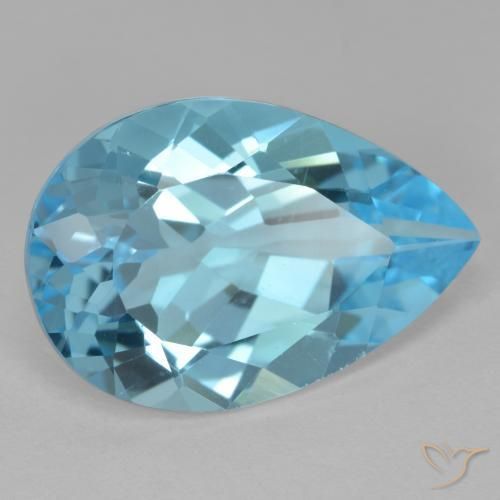 Topazio Blu svizzero naturale da 11.62 ct, Forma a pera, VVS