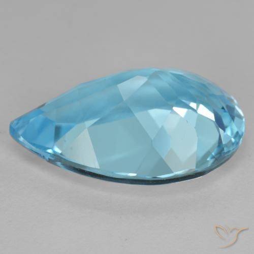 Topazio Blu svizzero naturale da 11.62 ct, Forma a pera, VVS